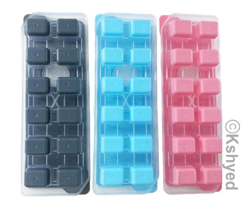 12 Molds Square Sillicone Ice Cube Tray W/Lid BPA FREE AST Color (1 Pack) - New gallery