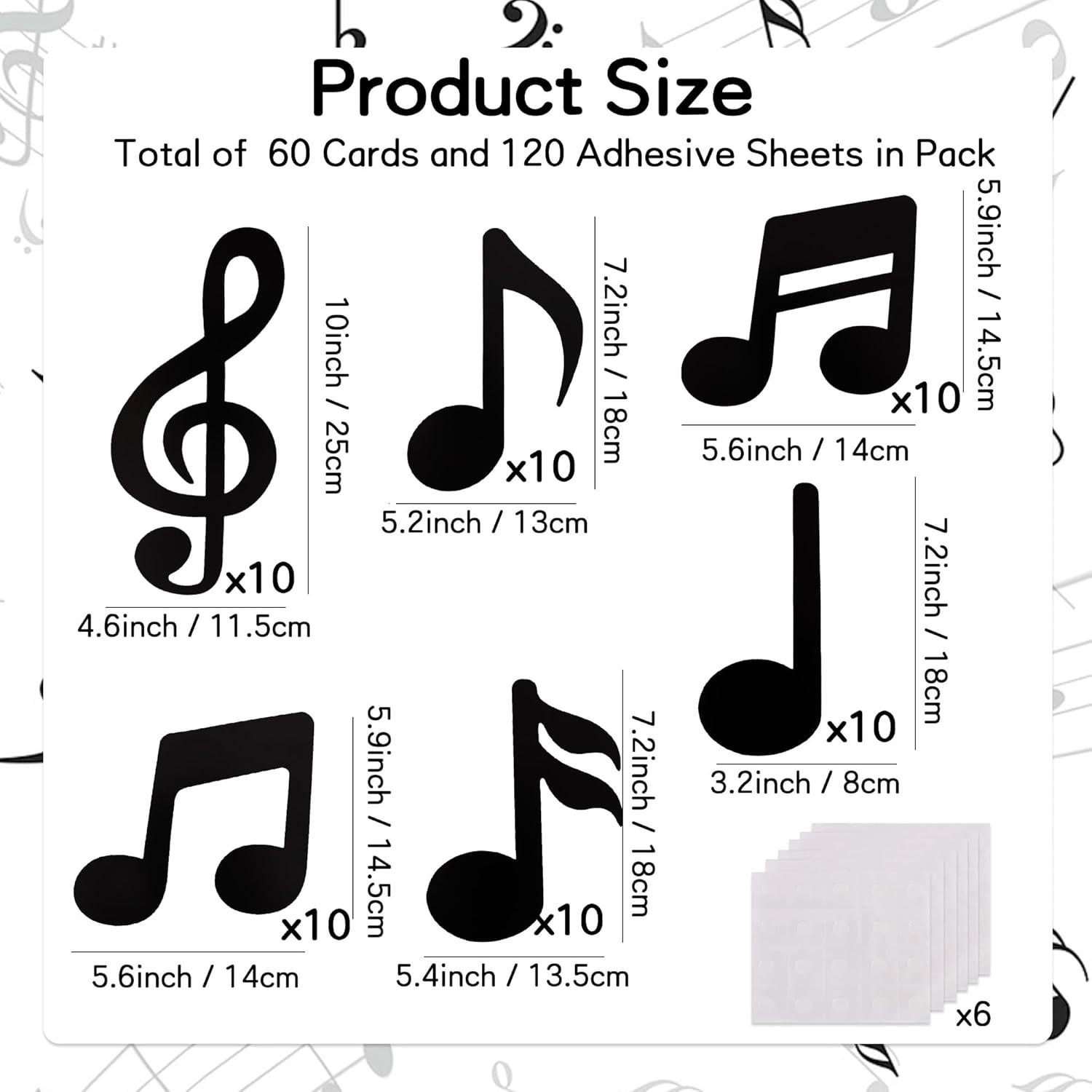 48 Pcs Music Notes Cutouts for Party Music Wall Decor,Double-Side Musical Notes gallery