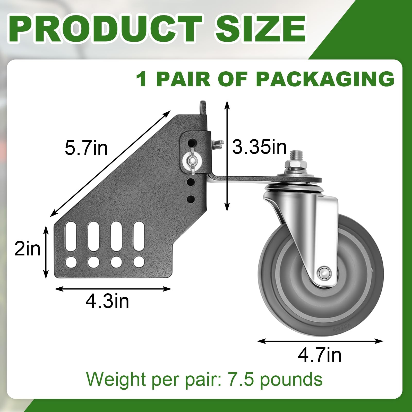 Universal Lawn Mower Swivel Wheel Kit with Durable TPR Tires & Steel Brackets gallery