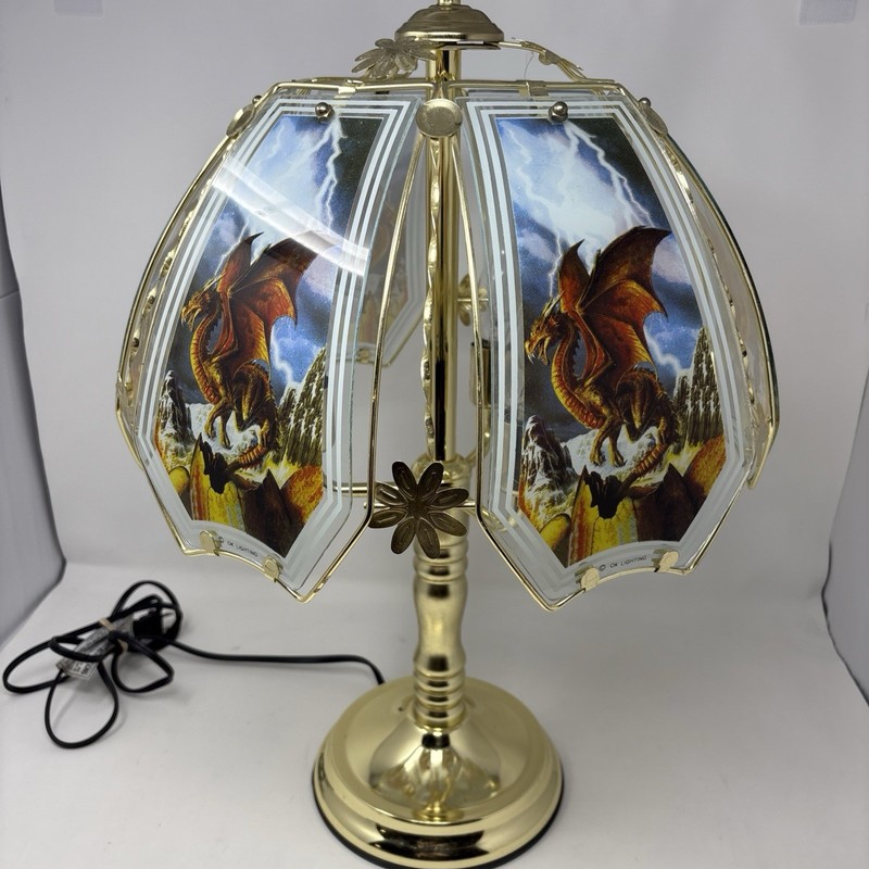 OK Lighting Dragon Touch Lamp Brass Tone 23 Inches in height 3 Light Settings gallery