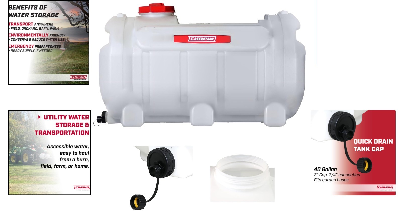 Durable 40-Gallon Plastic Water Storage Tank - Perfect for Orchards & Acreage gallery