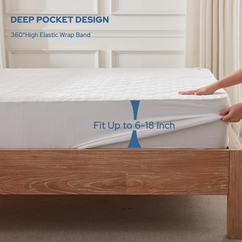 Bedlore Waterproof Mattress Protector Queen Size Noiseless Mattress Pad Deep gallery