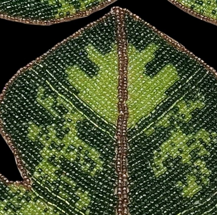 4pc Set Tropical Palm Monstera Leaf BEADED Placemats / Chargers NEW gallery