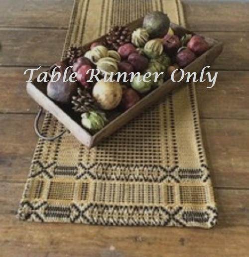 NEW PRIMITIVE TABLE RUNNER EDGEFIELD BLACK TAN 56"x14" Farmhouse Woven Rustic