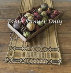 NEW PRIMITIVE TABLE RUNNER EDGEFIELD BLACK TAN 56″x14″ Farmhouse Woven Rustic