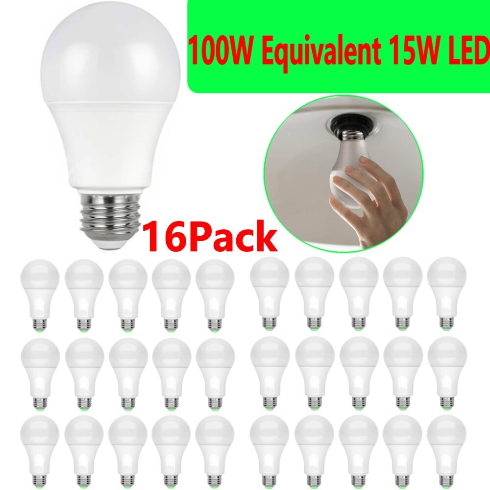 16X LED Light Bulbs Replacement 100W Eq/15W Daylight E26 6500K Home Bedroom Lamp gallery
