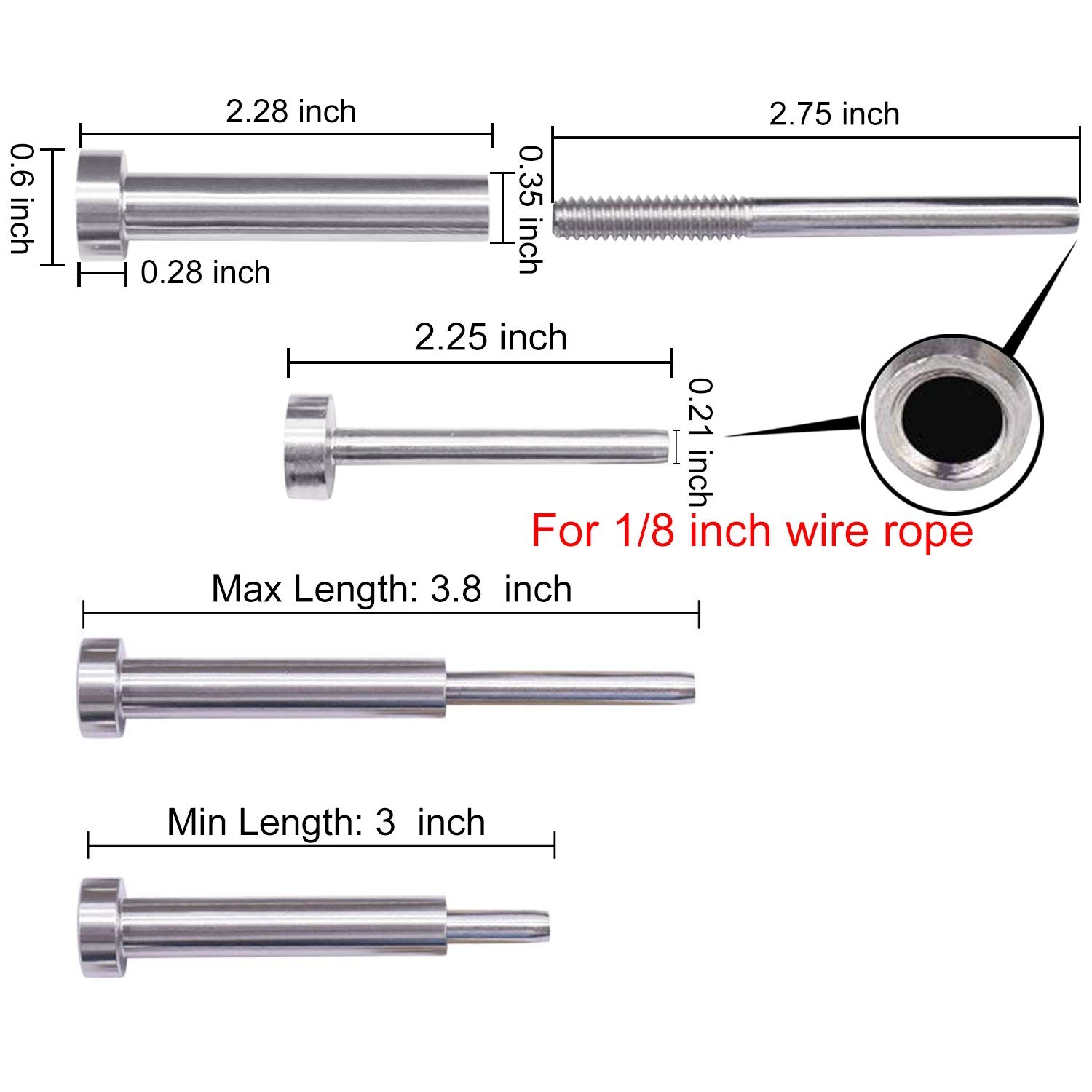 CKE 20 Pairs Invisible Cable Railing Kit, T316 Stainless 1/8", Silver gallery