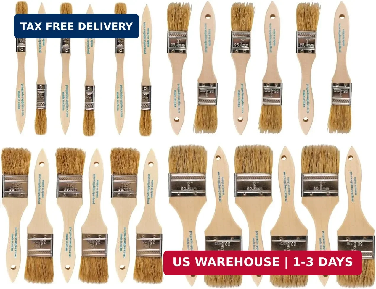 Pro Grade - Chip Brush - Paint Brush Set - 24 Pack - Natural China Bristle Paint gallery