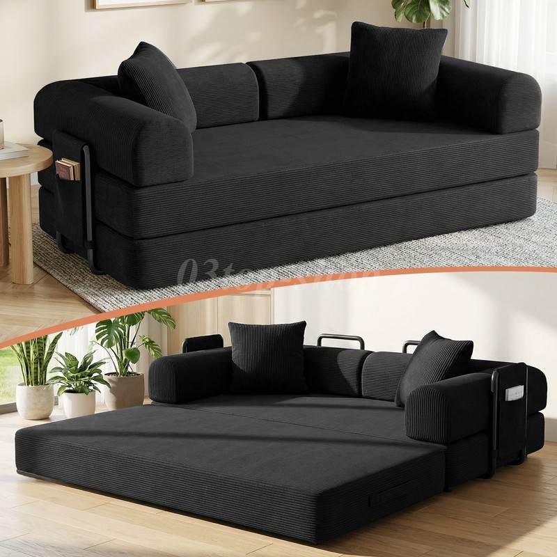 Sofa Bed Couch Sleeper Convertible Pull-Out Bed Couch With Side Pockets Washable gallery