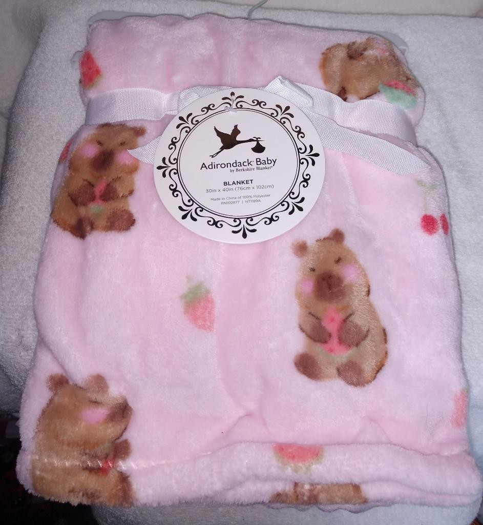 Adirondack Baby Pink with Capybara & Fruit Plush Throw 30"x 40" gallery
