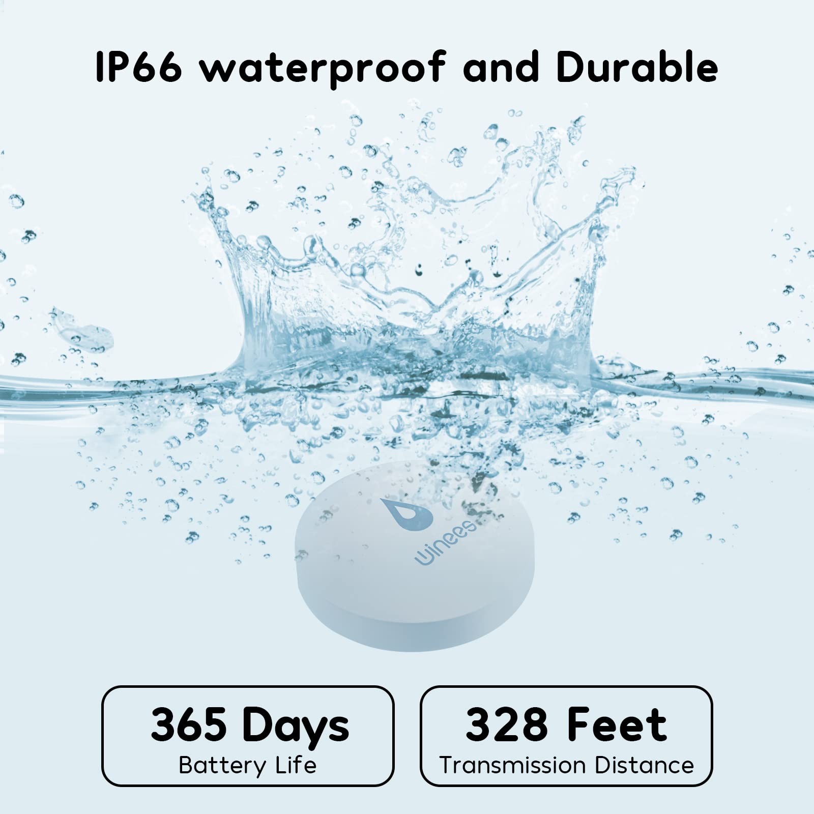 Water Detector WiFi 3 Pack Leak Alert Alarm 100dB Winees S1 Pro Adjustable 100M gallery