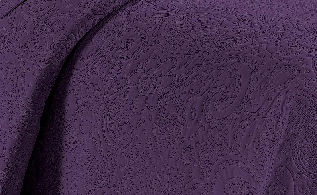 Embossed Coverlet Bedspread Set Oversized Solid Purple King/california King Bed gallery