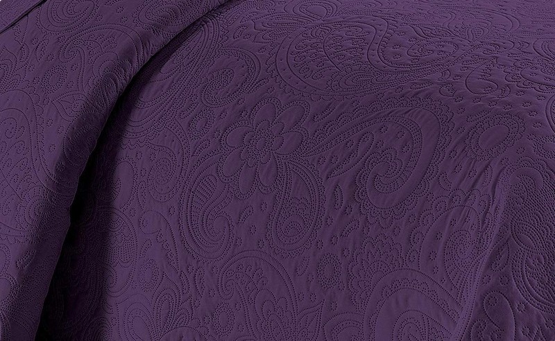 Embossed Coverlet Bedspread Set Oversized Solid Purple King/california King Bed gallery