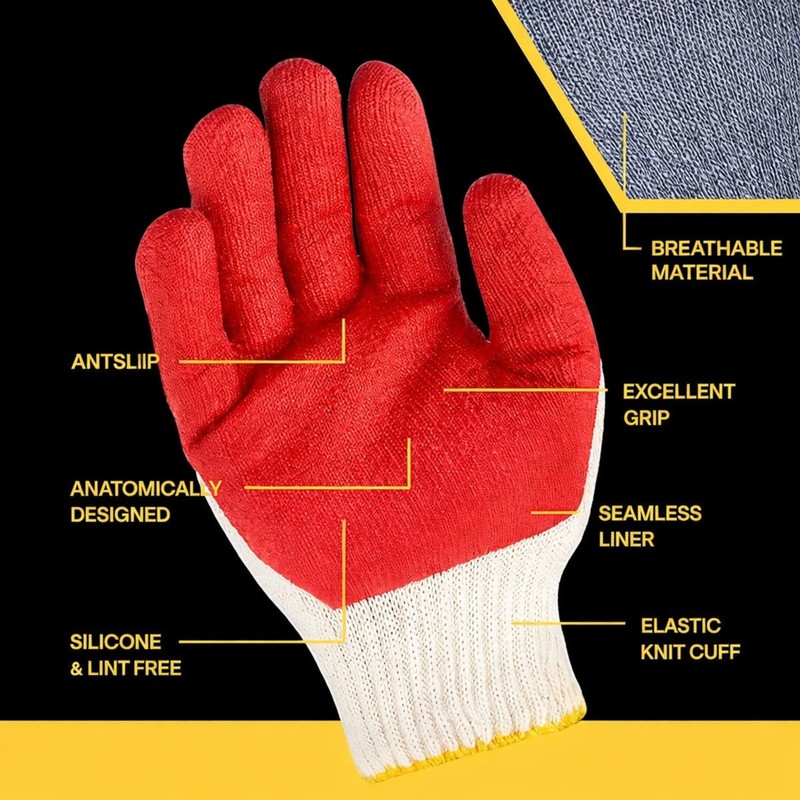 Construction / Garden Yard Gloves Nitrile Dipped AntiSlip Knit Wrist 3 pairs NEW gallery