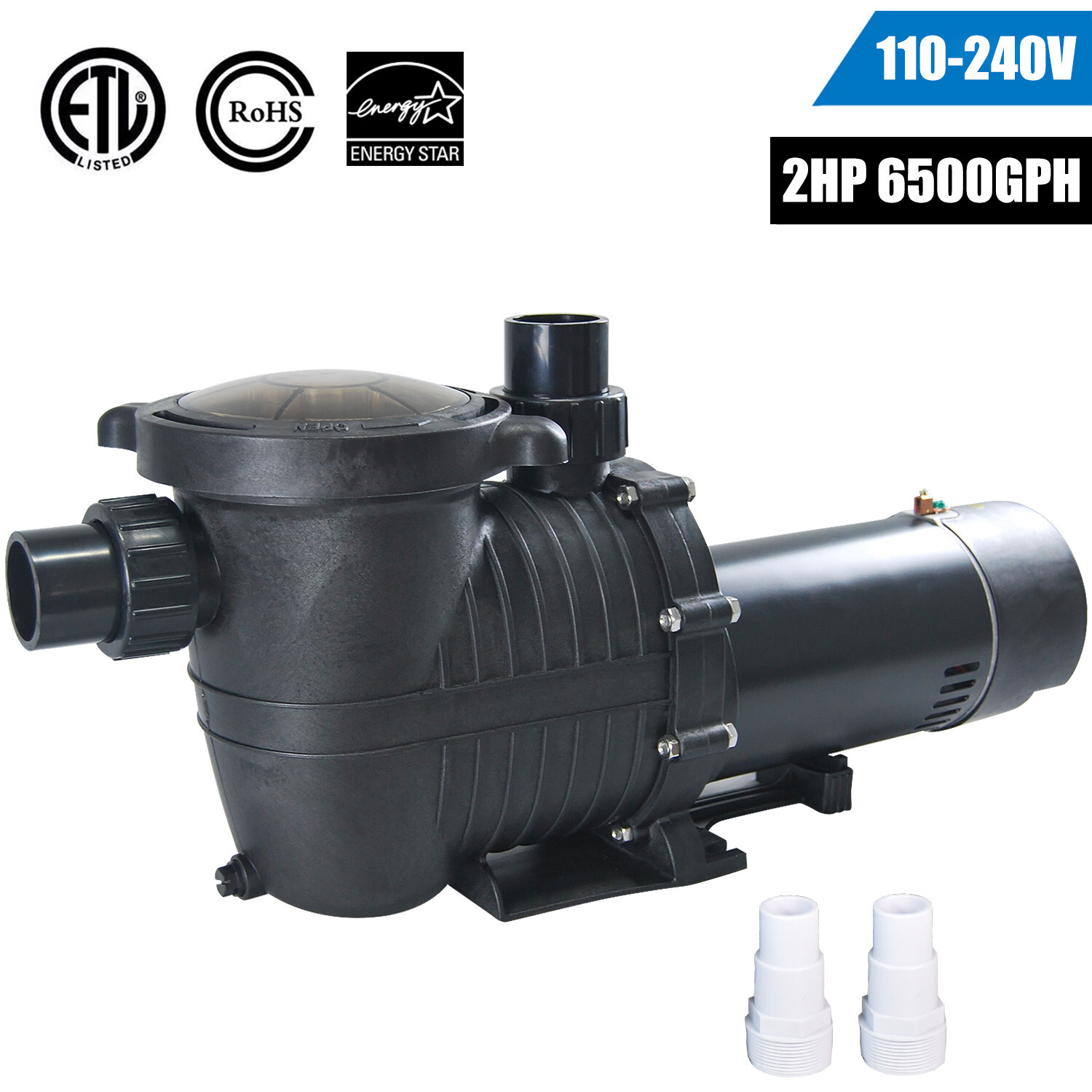 2HP 6500GPH Inground Swimming Pool Pump Motor 78' Max Hayward Replace 115-230V gallery