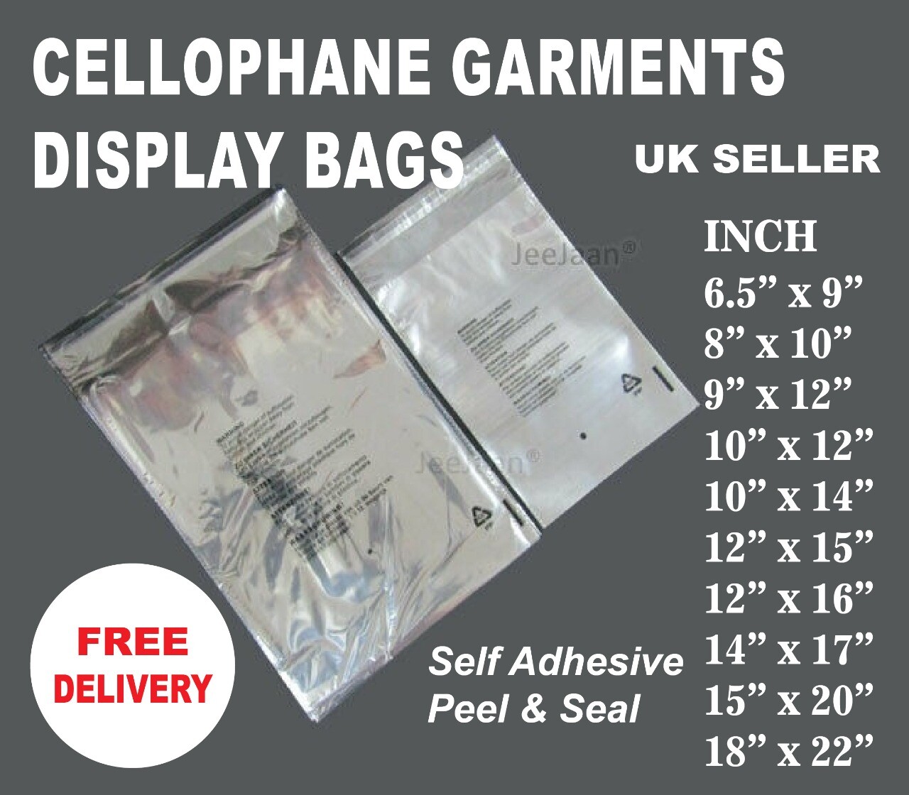 CELLOPHANE CLEAR CELLO BAGS DISPLAY GARMENT SELF ADHESIVE PEEL&SEAL PLASTIC OPP gallery