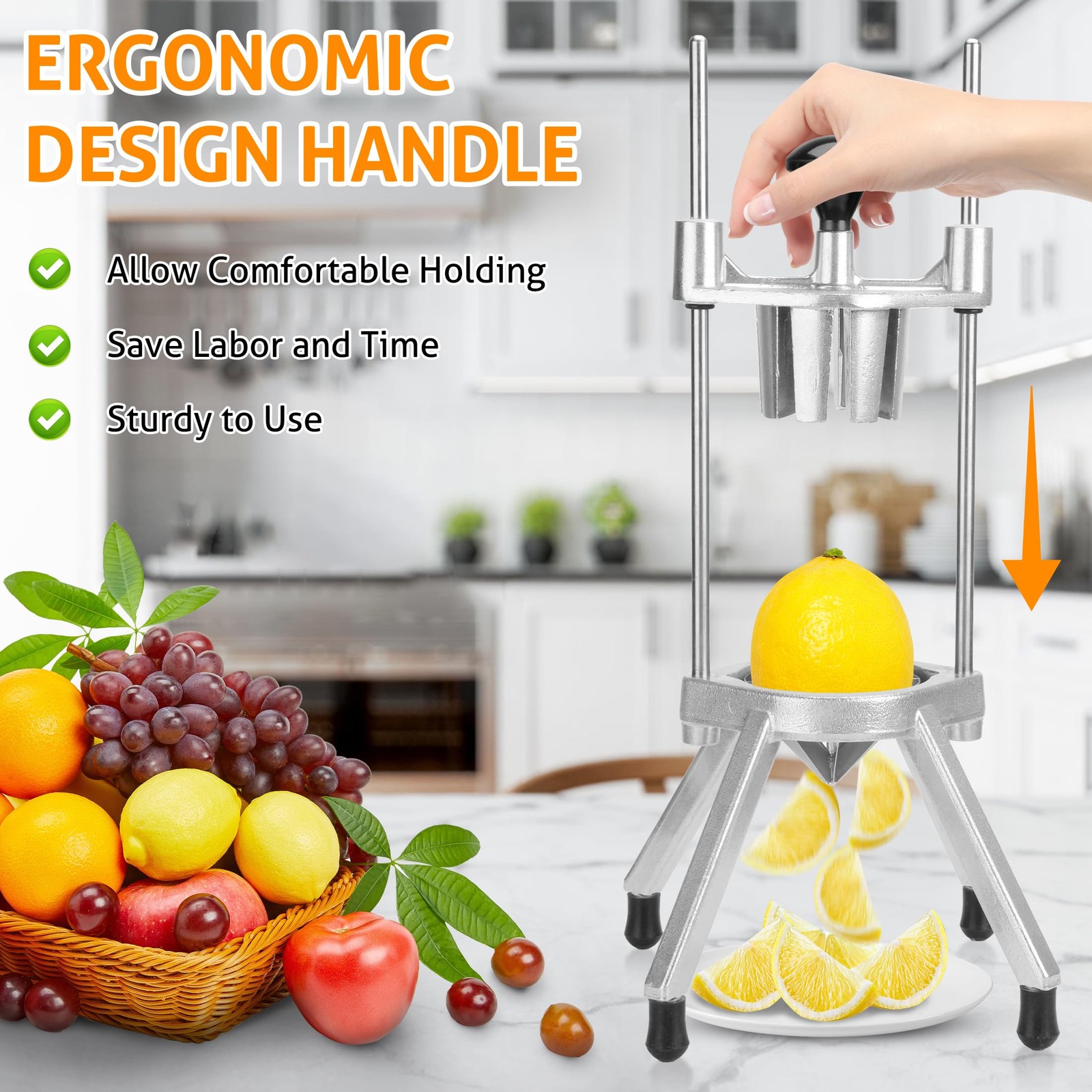 Lemon Slicer 8 Section Wedger Stainless Steel Blade Fruit Cutter WICHEMI Easy gallery