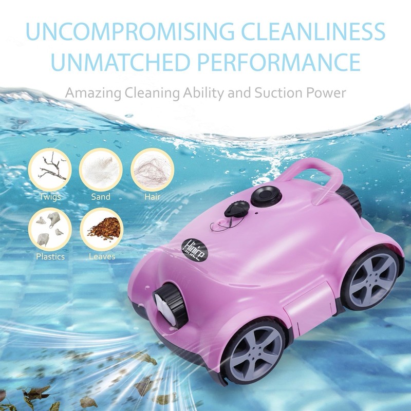 Pool Cleaner Robot for In-Ground/Above Ground Pools - Battery Powered - Pink gallery