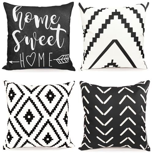 Decorative Throw Pillow Covers 18x18 Inch 18"L x 18"W Black White-geometric gallery