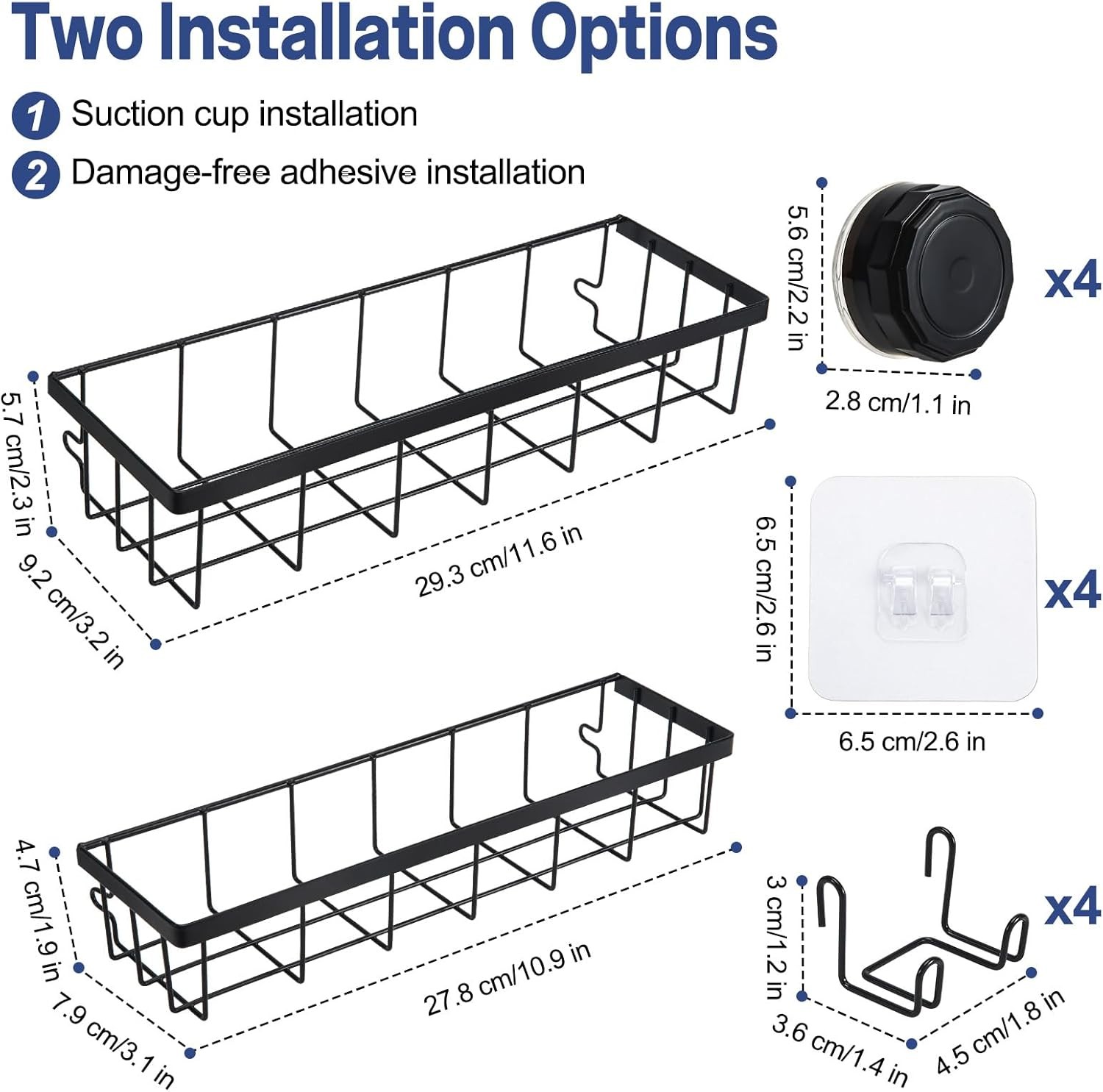 Shower Caddy Suction Cup Adhesive with Hooks, Heavy Duty Shower Shelves gallery