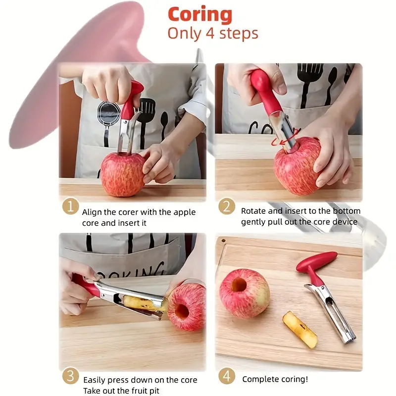Fruit Apple Corer Pear Tools Stainless Steel Kitchen Twist Easy Core Remover US gallery