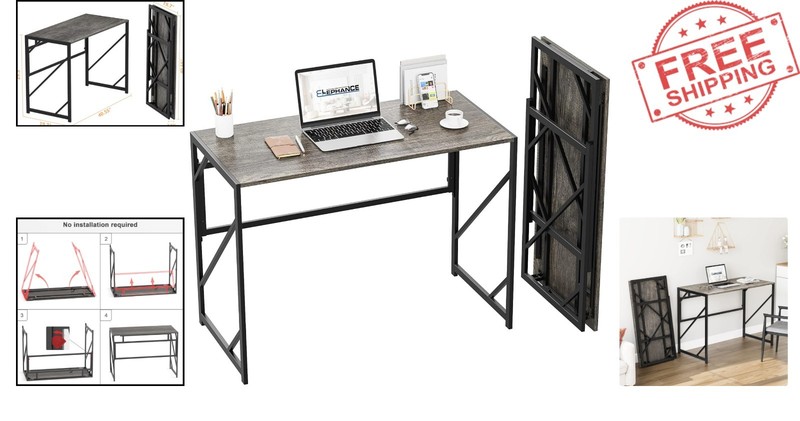 Modern Foldable Computer Desk – No Assembly Needed, Ideal for Small Spaces gallery