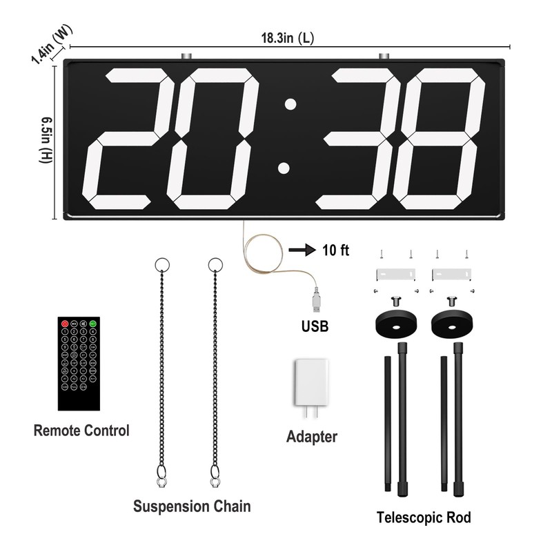 CHKOSDA Digital Wall Clock with Double Sided Display, Large Digital Clock wit... gallery