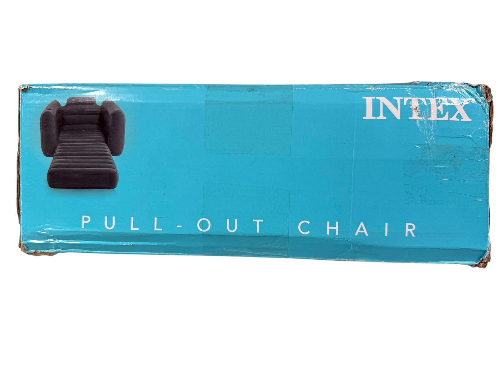 Intex 66551EP Inflatable Pull-Out Chair: Built-in Cupholder – Velvety Surface – gallery