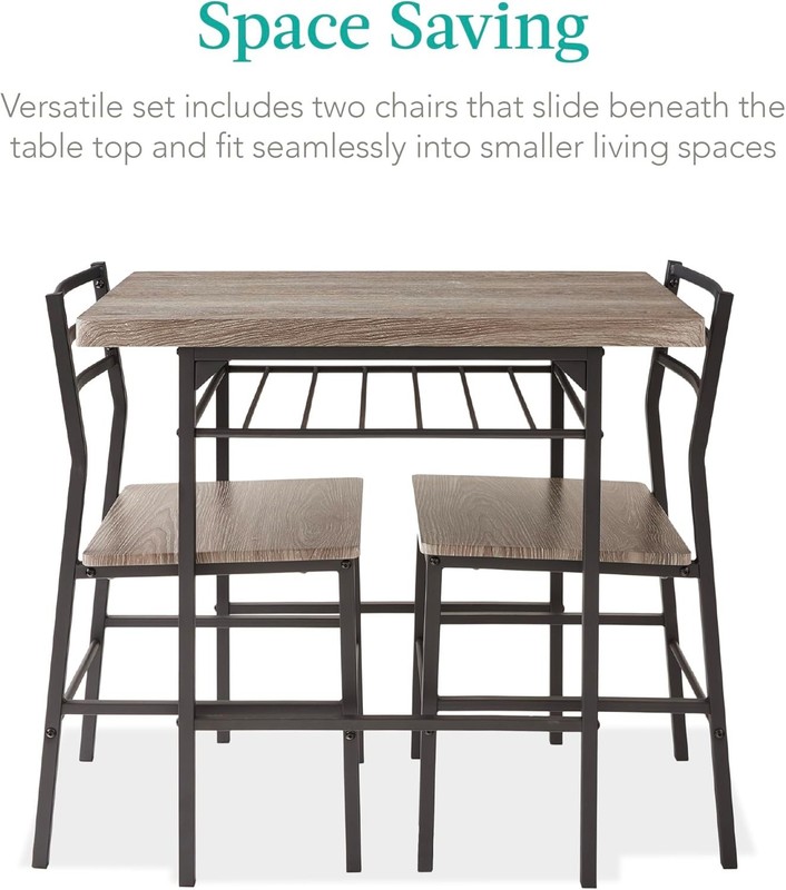 3-Piece Modern Dining Set Space Saving Dinette Kitchen Dining Room Small Space gallery