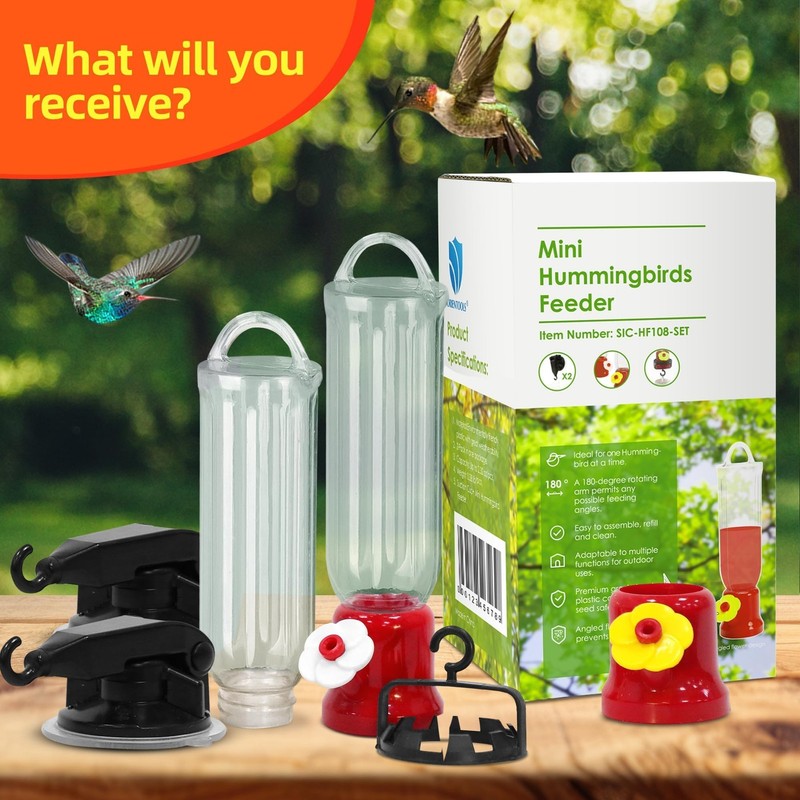 Hummingbird Feeder Window Suction Cup 2 Pack Backyard Bird Watching 2.2oz gallery