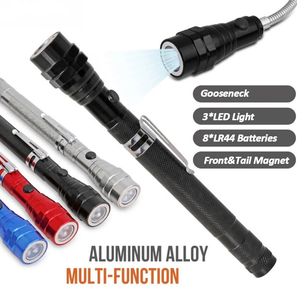 23'' Telescoping Dual Magnetic Pickup Tool LED Flashlights 40Lbs Gooseneck Stick gallery