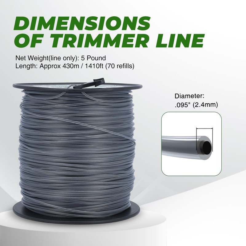 Dalom 5 Pounds Round Trimmer Line .095" / 2.4mm 1425-Feet for Sthil FS55R FS4... gallery