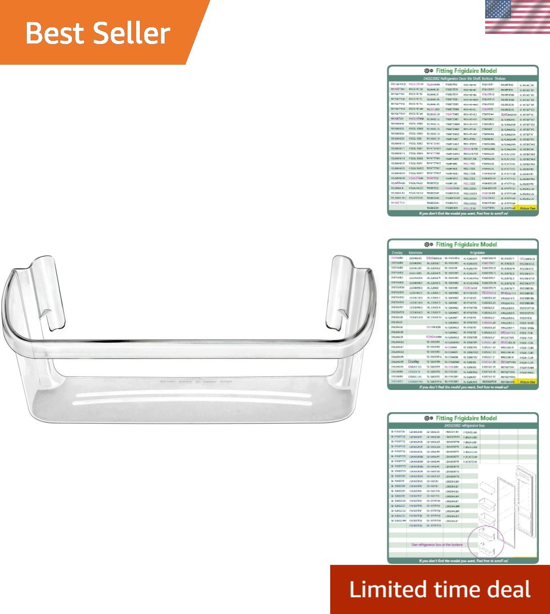 Refrigerator Door Bin Shelf Compatible with Frigidaire or Electrolux, Bottom ... gallery