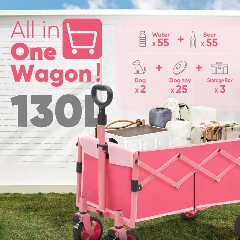 330LB Collapsible Foldable Wagon with Brake Wheel Large Capacity Fold Beach Cart gallery