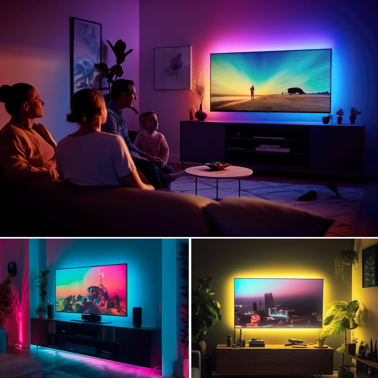 18FT RGB TV LED Backlight Bluetooth App Control Lights for 75-85 Inch TV gallery