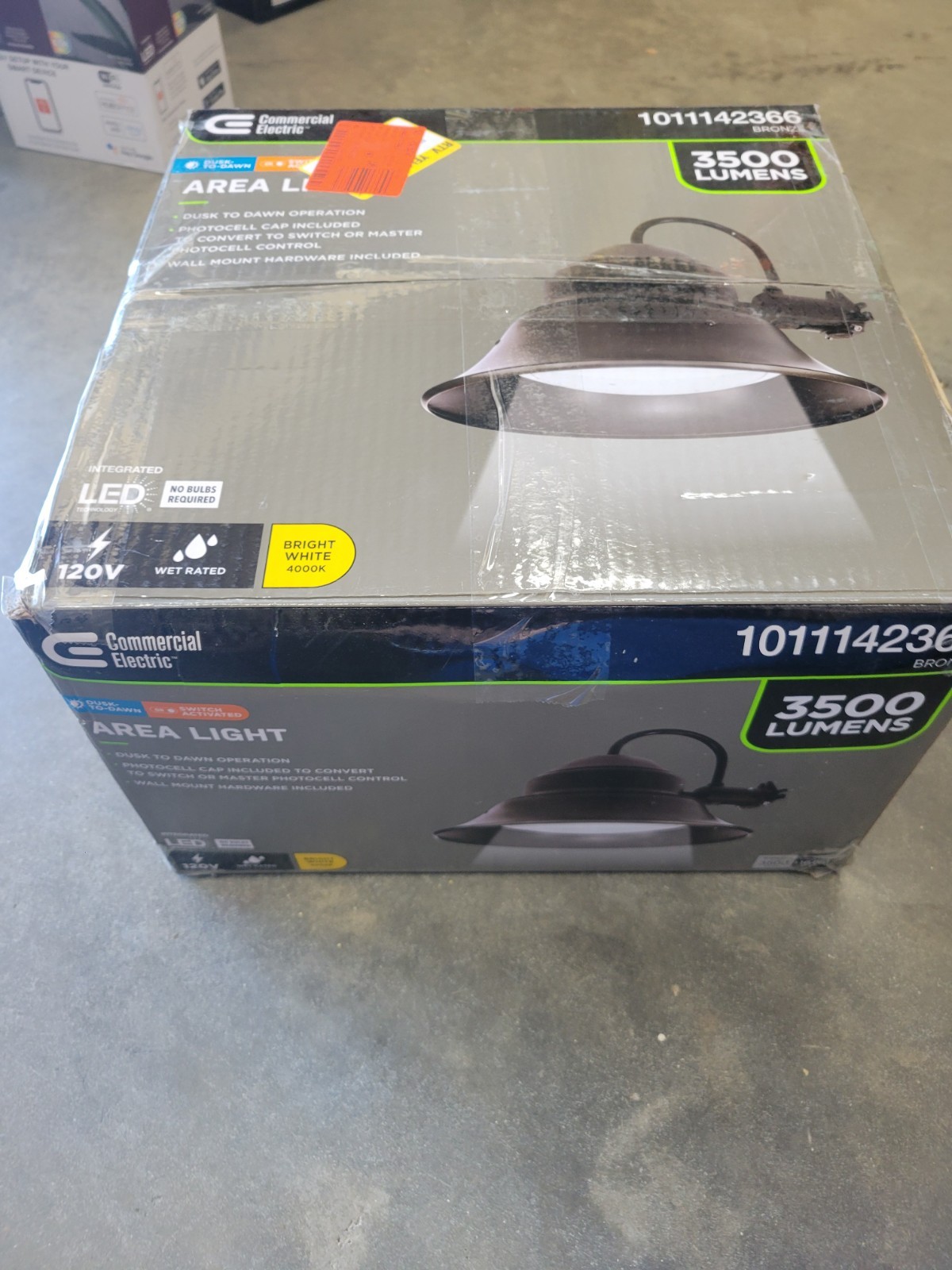 *SEE INFO* Commercial Electric LED Area Light/Flood Light, Dusk-to-Dawn, Bronze gallery