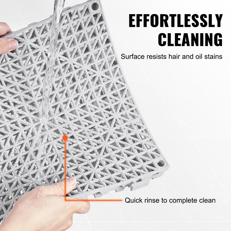VEVOR Interlocking Drainage Floor Mat 12" x 12" PVC Non-Slip Floor Tiles 50 Pack gallery