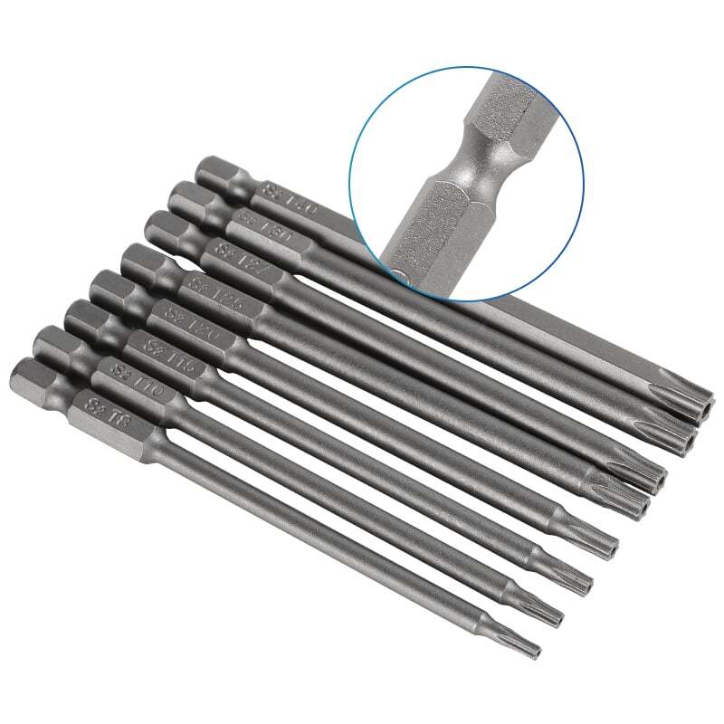 8PCS Security Long Torx Bit Set + Hex Key Allen Bit Set - For Power Drill gallery