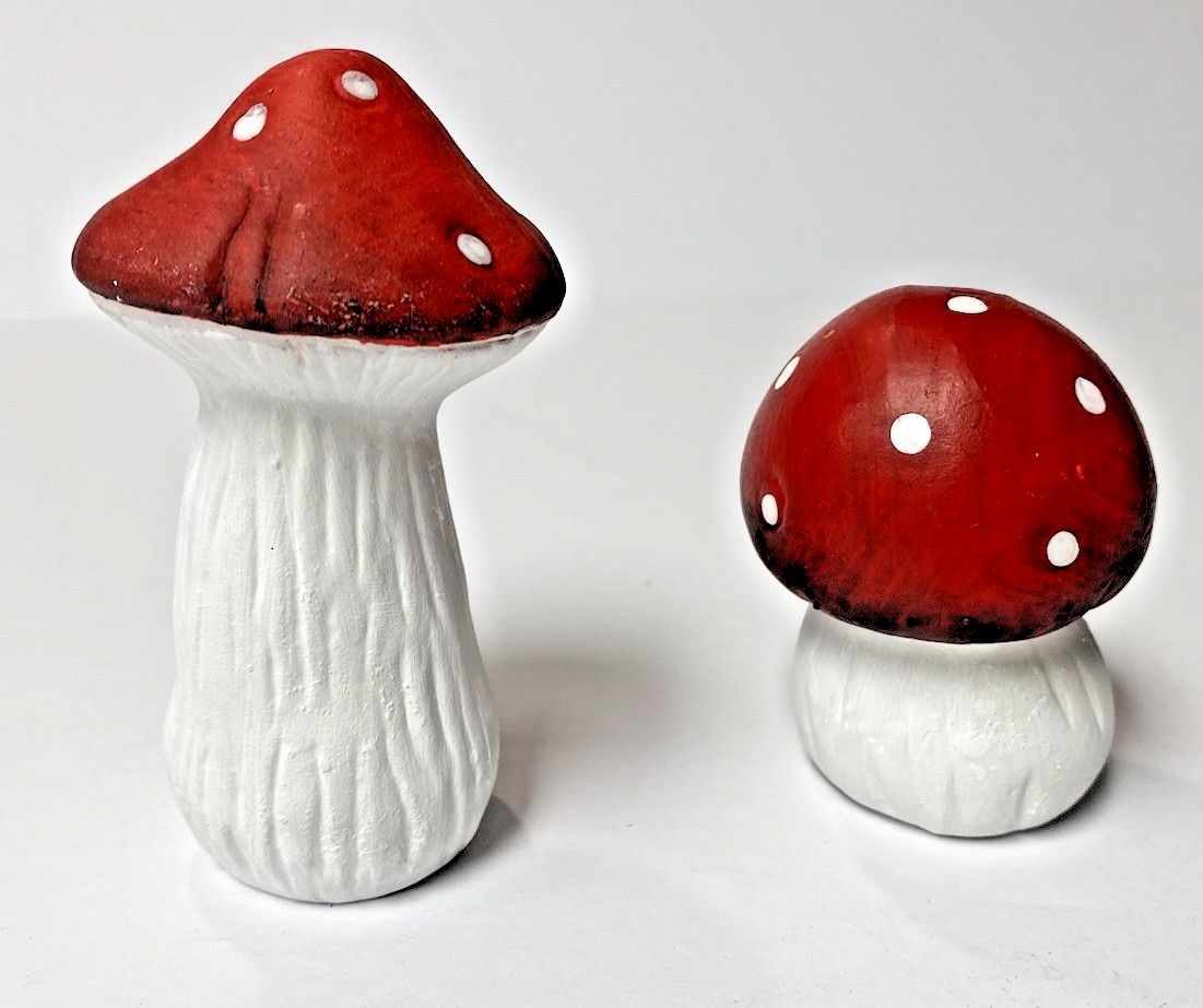 Hand Painted Terracotta Red Polka Dot Lodge Cabin Style Home Decor Mushrooms gallery