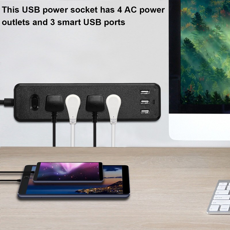 Multi Outlet Wall Mountable USB Surge Protector Power Strip with USB Ports Plugs gallery