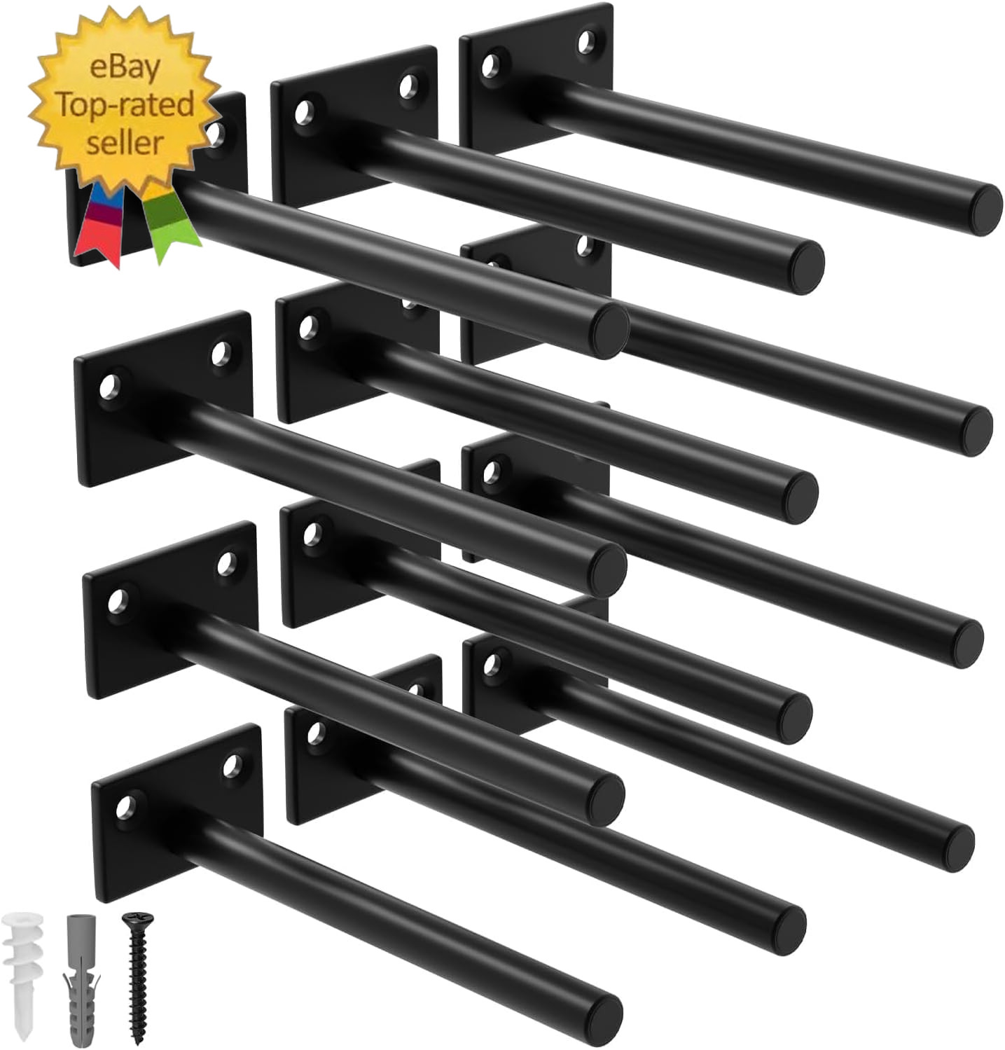 12-Pack 6 Inch Floating Shelf Brackets, Hidden Shelf Bracket for Wood, Concealed gallery