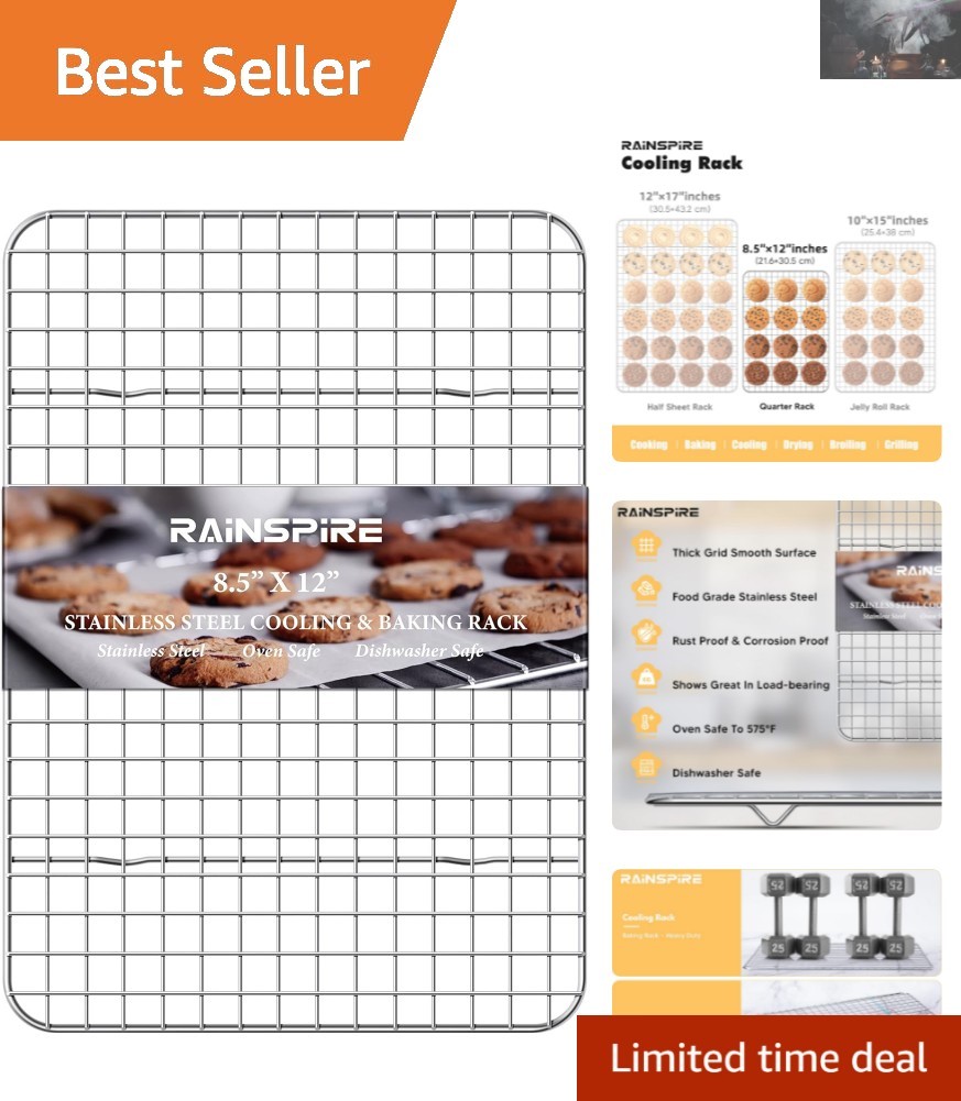 Stainless Steel Cooling Rack - Fits Quarter Sheet Pans Effortlessly gallery