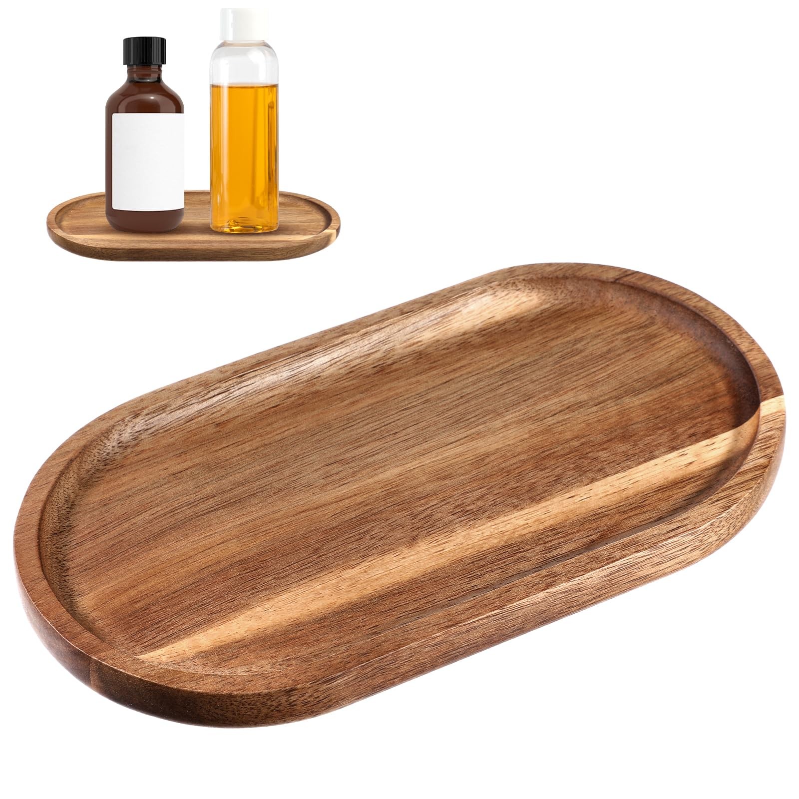 Small Acacia Wood Serving Trays Mini Wooden Platters Wooden Vanity Tray Dispe... gallery
