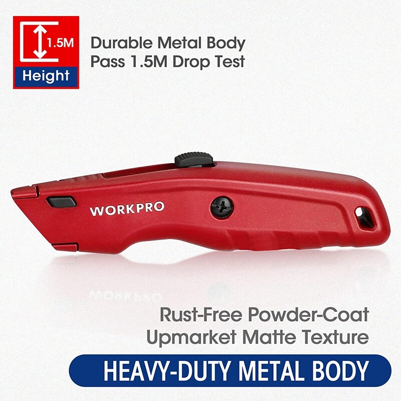 Retractable Premium Utility Knife Metal Heavy Duty Box Cutter w/10 Extra Blades gallery