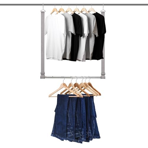 Hanging Closet Rod, 17-28In Width and Up to 32In Height Webbing-1 Pack Gray gallery