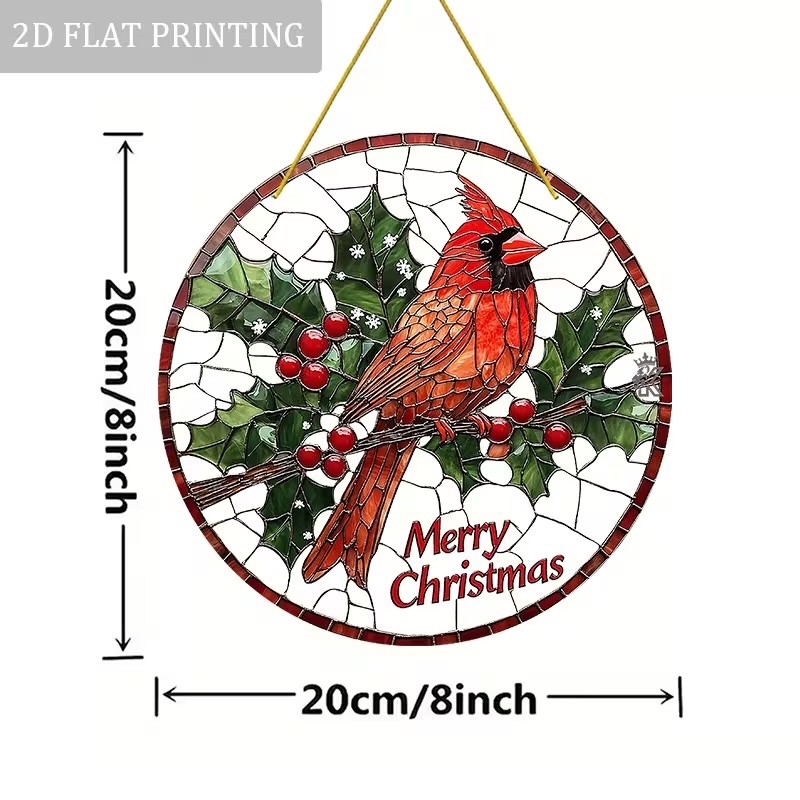 2D FLAT ACRYLIC CHRISTMAS CARDINAL 8" SUNCATCHER gallery