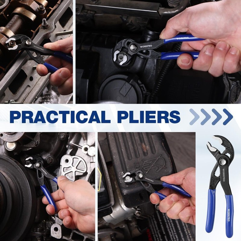 WORKPRO 5inch Water Pump Plier Quick Adjust Groove Joint Quick Release Push Lock gallery