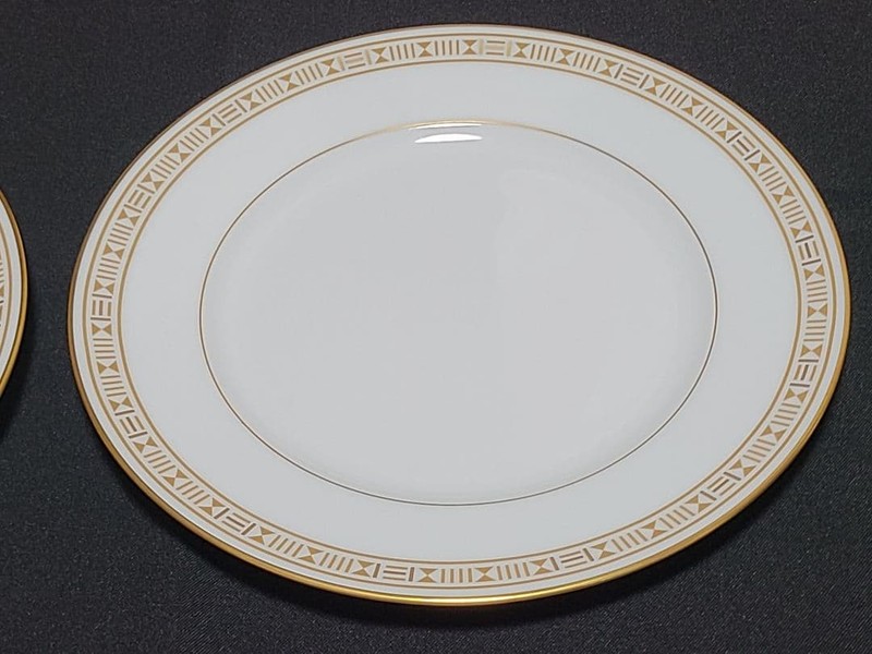Hermes Dessert Plate Egee Soleil White Gold Tableware Dish 2 set Auth 22.5 cm gallery