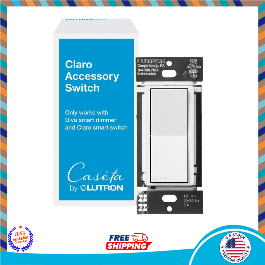 Lutron Caseta Claro Accessory Switch 3 Way for Diva Claro Smart White gallery