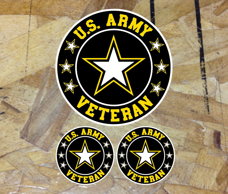 US ARMY Veteran Circles Sticker Decals Badge Tool Box Mug Car Truck Choose size gallery